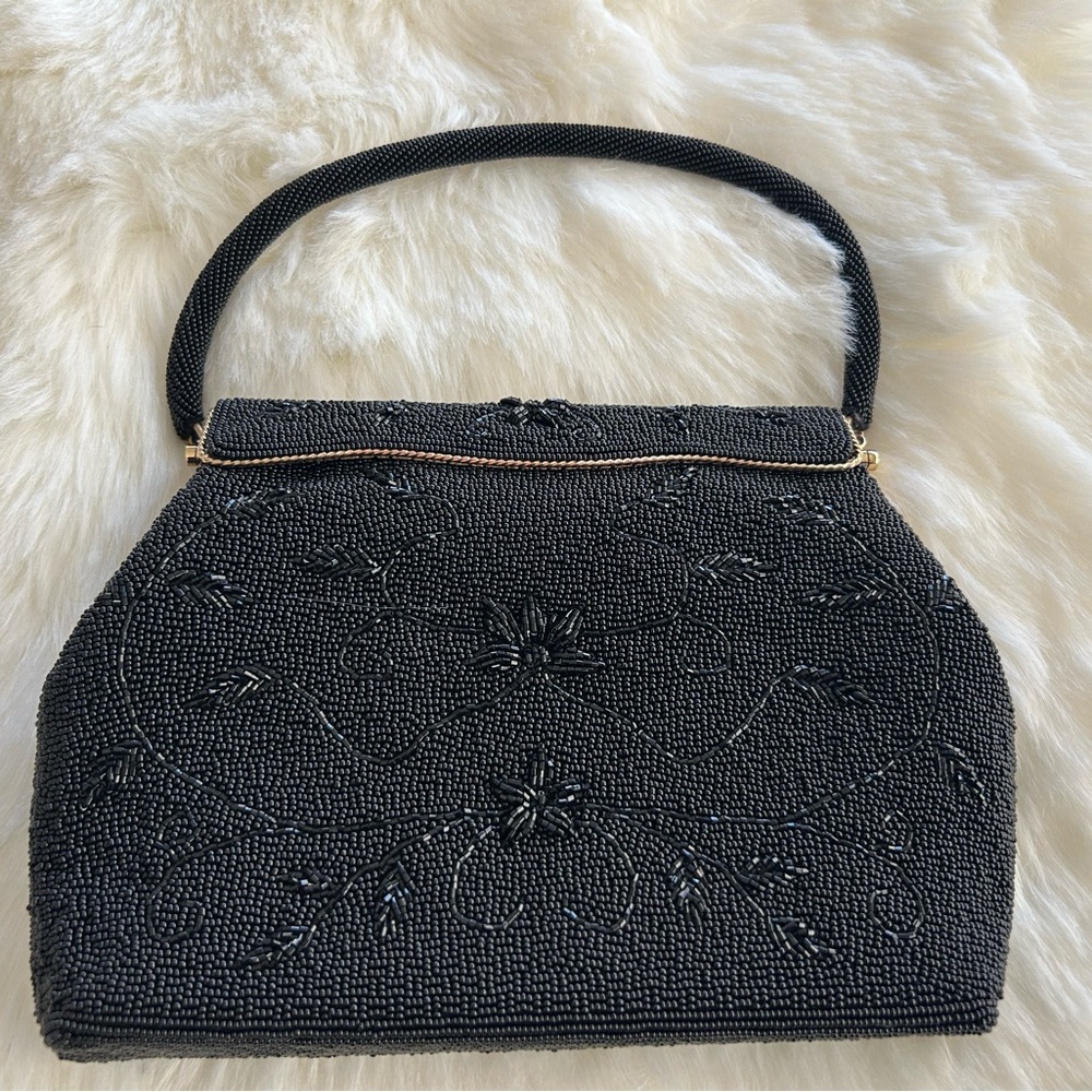 Black Beaded Purse with gold trim Holiday